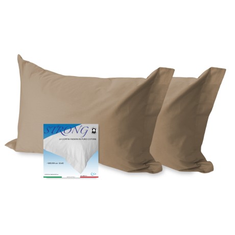 PAIRE LA TAIE DE L'OREILLER SOLIDE DE COULEUR NOISETTE CM. 52X82