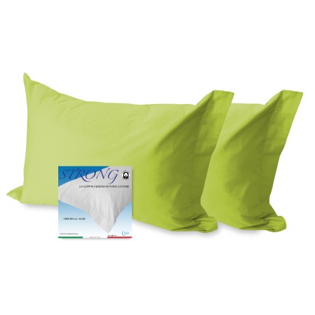 COPPIA federa per GUANCIALE STRONG tinta unita VERDE ACIDO cm. 52X82