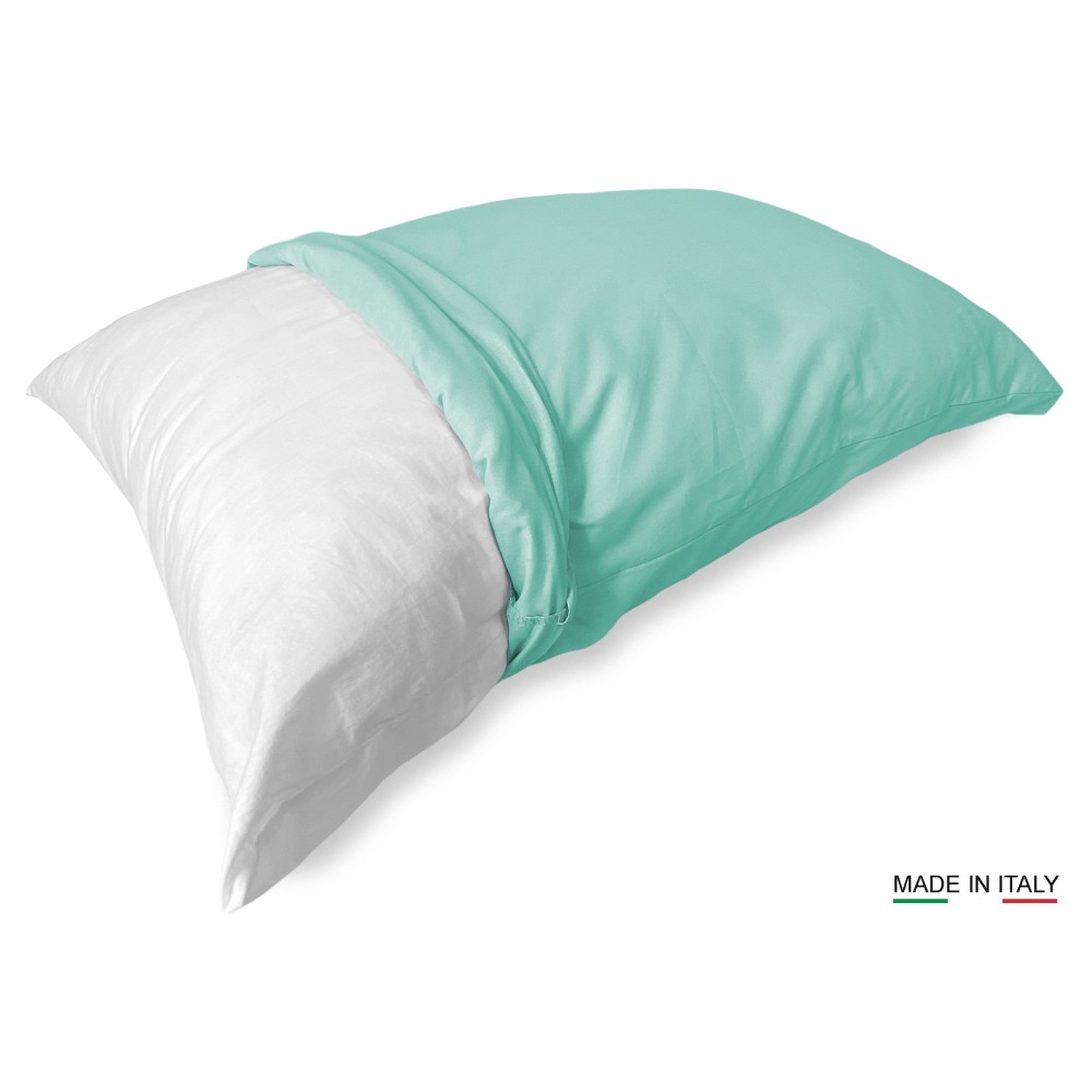 PAIRE LA TAIE DE L'OREILLER SOLIDE DE COULEUR VERT CLAIR CM. 52X82