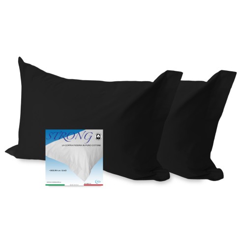 PAR de fundas de almohada para funda de almohada NEGRA de color sólido FUERTE cm. 52X82