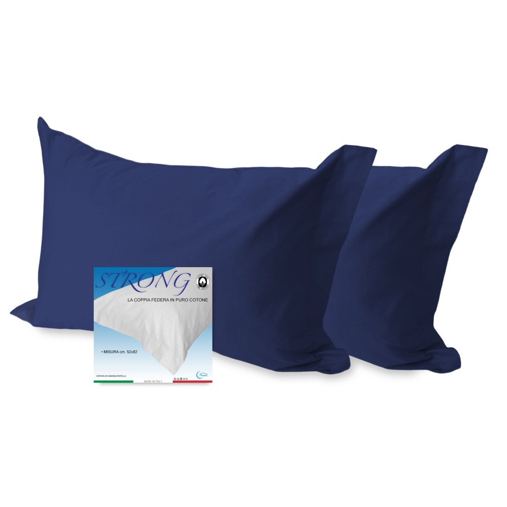 COPPIA federa per GUANCIALE STRONG tinta BLU SCURO cm. 52X82