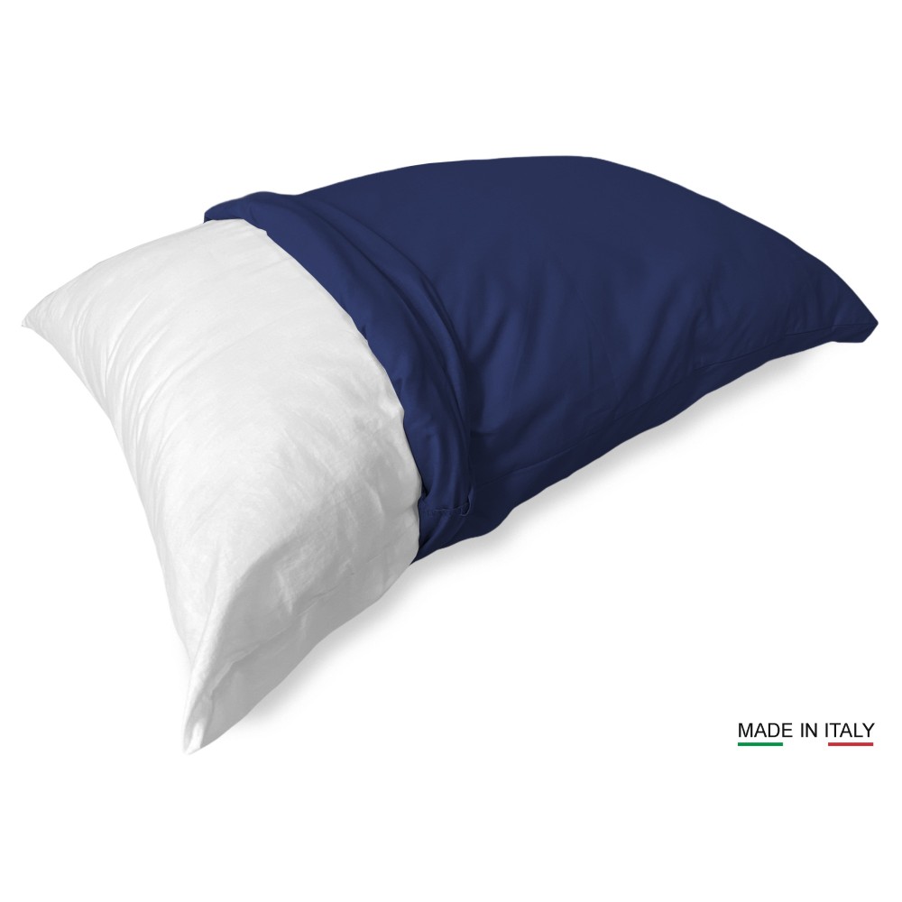 PAIRE LA TAIE DE L'OREILLER SOLIDE BLEU FONCÉ CM. 52X82