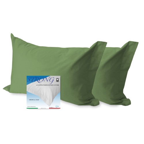 PAR de funda de almohada para almohada STRONG color liso PRAIRIE GREEN cm. 52X82