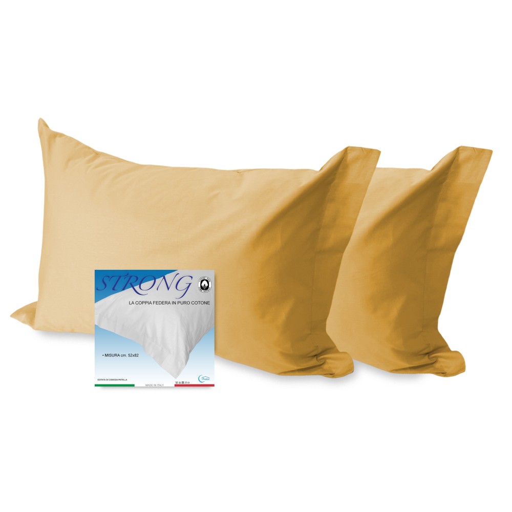 COPPIA federa per GUANCIALE STRONG tinta unita OCRA cm. 52X82