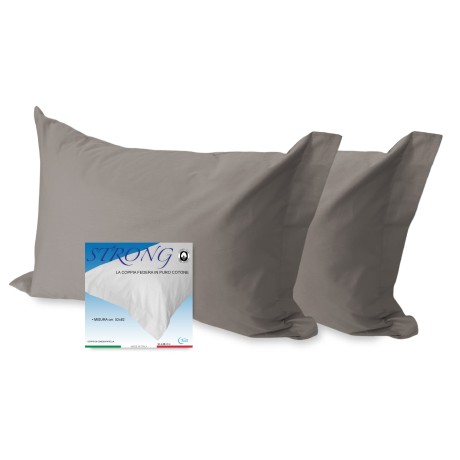 PAIR of pillowcase for STRONG pillow solid color DOVE GREY cm. 52X82