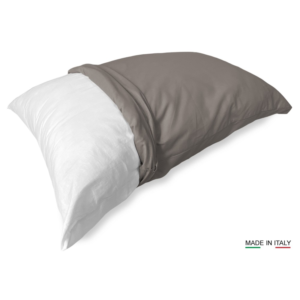 PAIR of pillowcase for STRONG pillow solid color DOVE GREY cm. 52X82