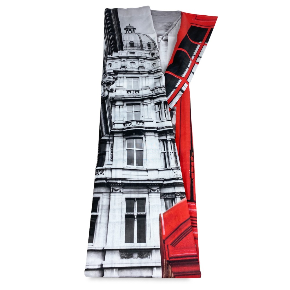 LONDON ENGLISH TELEPHONE CURTAIN cm.160X300 made in ITALY Leinenmischung