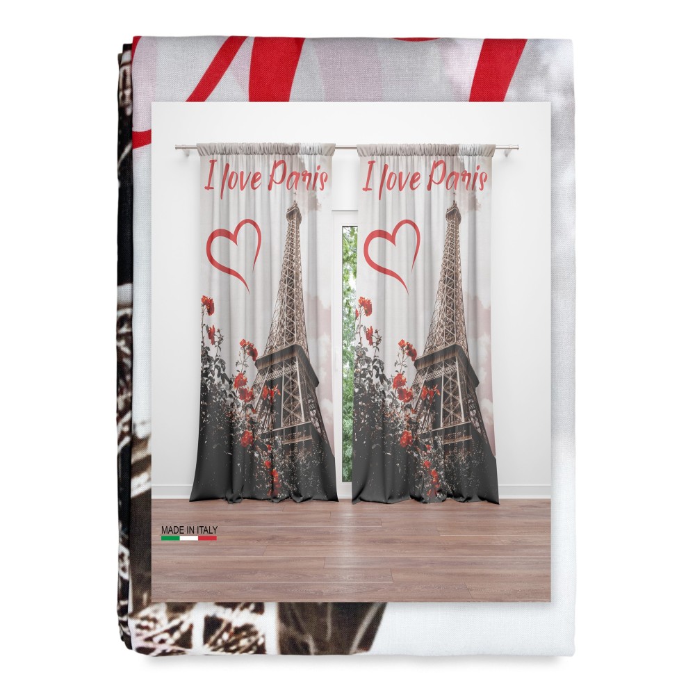 Cortina estampada con la Torre Eiffel de París