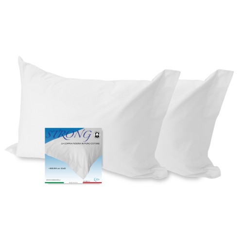 PAIR of pillowcase for STRONG solid color WHITE pillowcase cm. 52X82 made in Italy