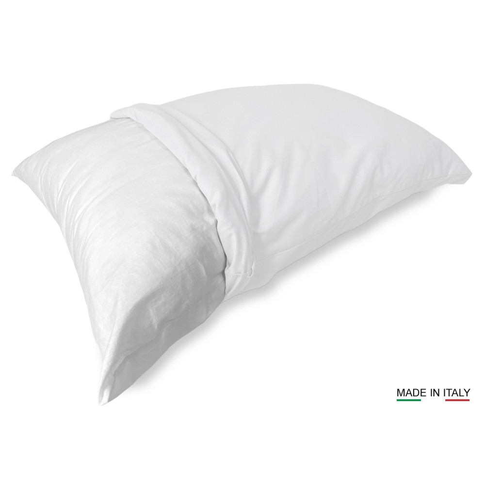 COUPLE TAIE D'OREILLER SOLIDE DE COULEUR BLANC CM. 52X82