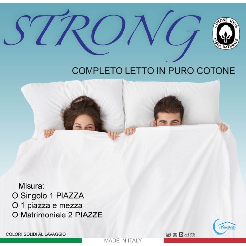 COMPLETO lenzuolo STRONG LENZUOLA tinta unita GIALLO puro COTONE Made in Italy