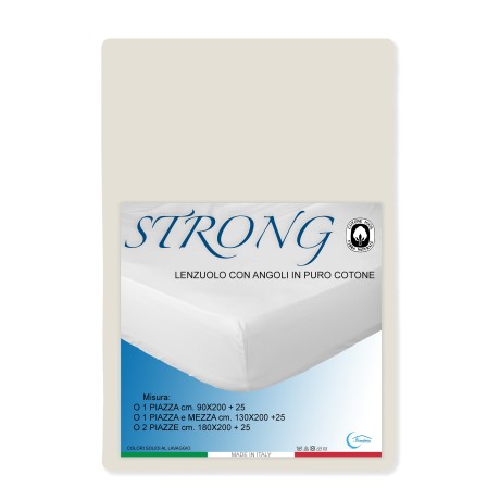 SÁBANA con ESQUINAS FUERTE color sólido CREMA hecho en Italia
