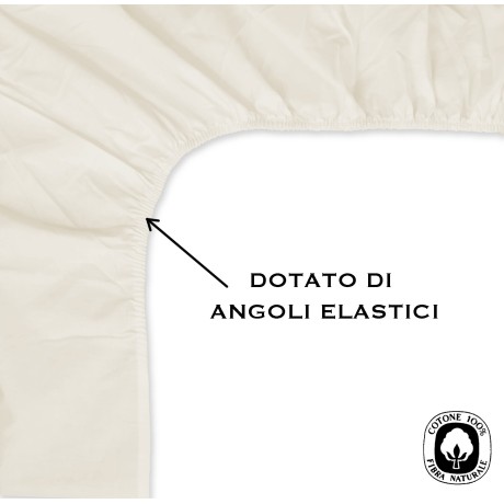 SHEET with CORNERS STRONG solid color CREAM made in Italy 2
