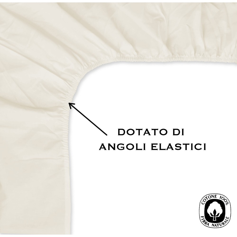 SHEET with CORNERS STRONG solid color CREAM made in Italy