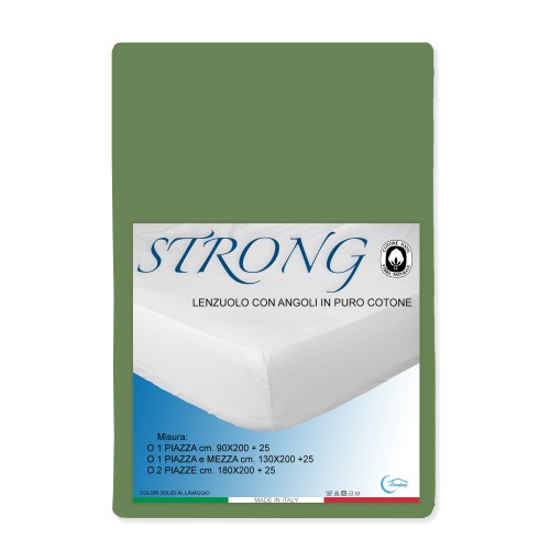 SHEET WITH CORNERS STRONG solid color PRAIRIE GREEN made in Italy