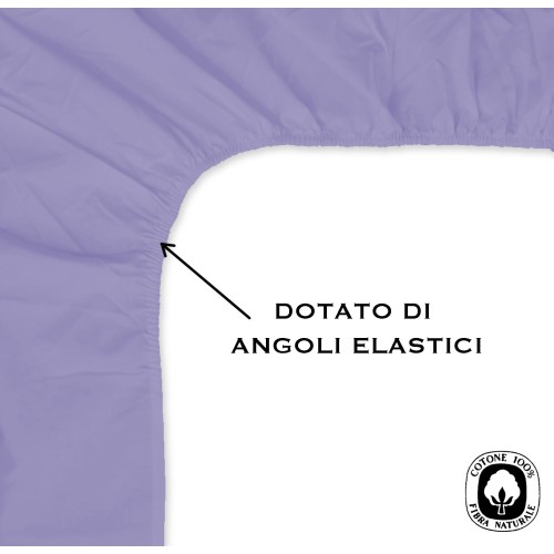 SÁBANA con ESQUINAS FUERTE color lila lila hecho en Italia