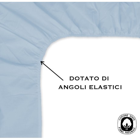 LENZUOLO con ANGOLI STRONG tinta unita AZZURRO made in Italy 2