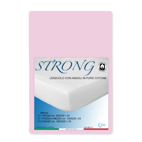 LENZUOLO con ANGOLI STRONG tinta unita ROSA made in Italy
