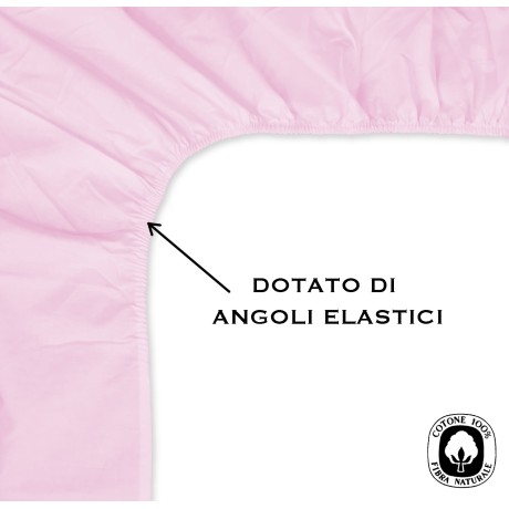 LENZUOLO con ANGOLI STRONG tinta unita ROSA made in Italy 2