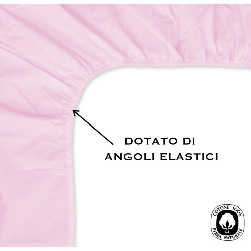 LENZUOLO con ANGOLI STRONG tinta unita ROSA made in Italy