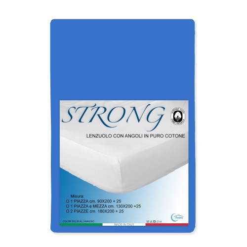 LENZUOLO con ANGOLI STRONG tinta unita BLUETTE made in Italy