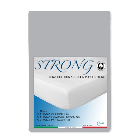 FITTED SHEET with STRONG solid color GREY made in Italy