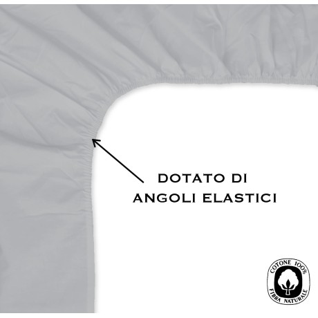 LENZUOLO con ANGOLI STRONG tinta unita GRIGIO made in Italy 2