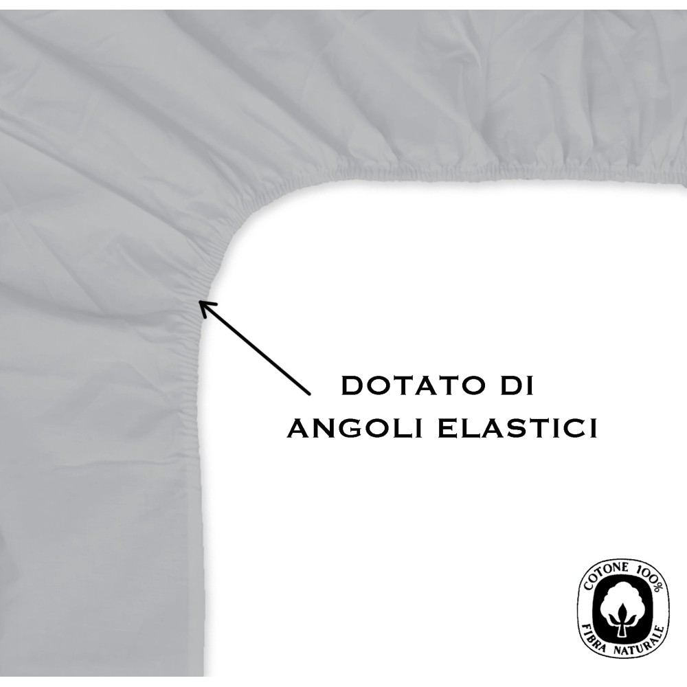 FITTED SHEET with STRONG solid color GREY made in Italy