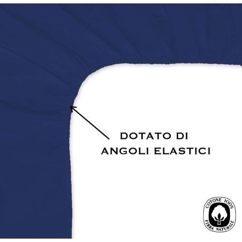 LENZUOLO con ANGOLI STRONG tinta unita BLU SCURO made in Italy