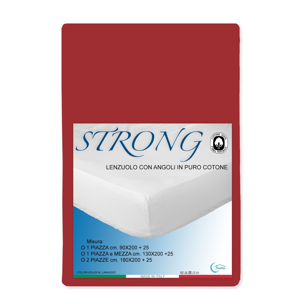 LENZUOLO con ANGOLI STRONG tinta unita BORDEAUX made in Italy