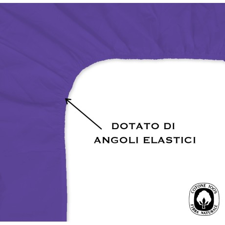 LENZUOLO con ANGOLI STRONG tinta unita VIOLA made in Italy 2