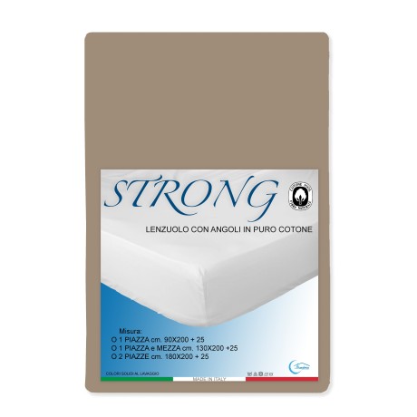 SHEET WITH CORNERS STRONG solid color HAZELNUT made in Italy