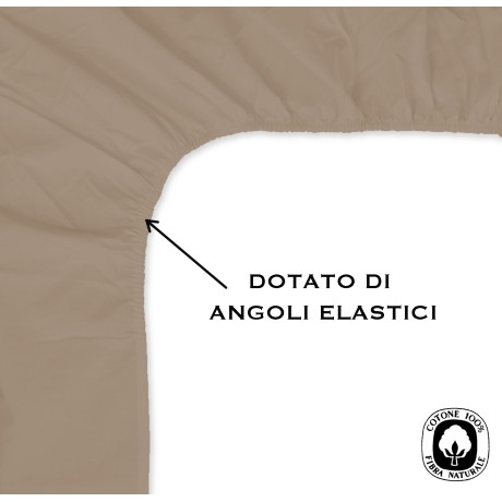 LENZUOLO con ANGOLI STRONG tinta unita NOCCIOLA made in Italy 2