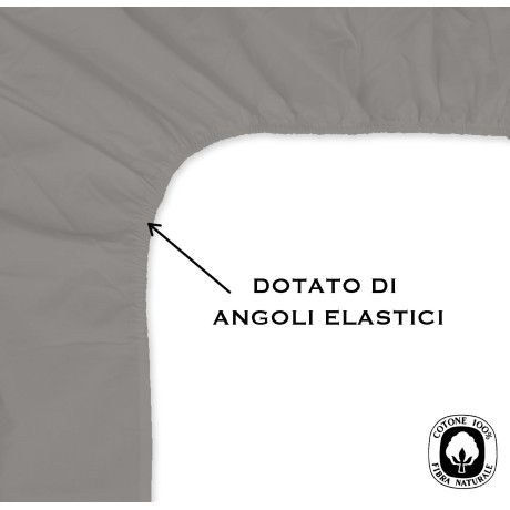 LENZUOLO con ANGOLI STRONG tinta unita TORTORA made in Italy 2
