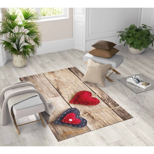 ALFOMBRA FANTASY HD dormitorio y salón moderno SHABBY CHIC corazón Rojo