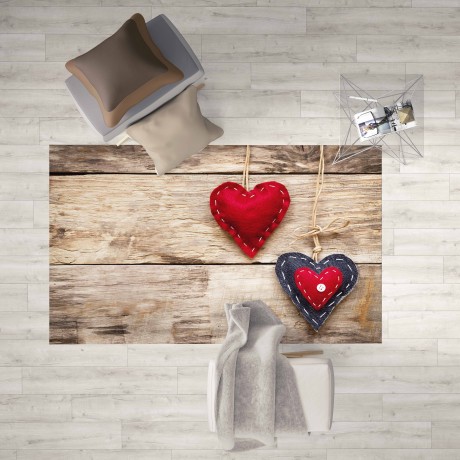 TAPPETO FANTASY HD moderno camera e salotto SHABBY CHIC cuore Rosso 2