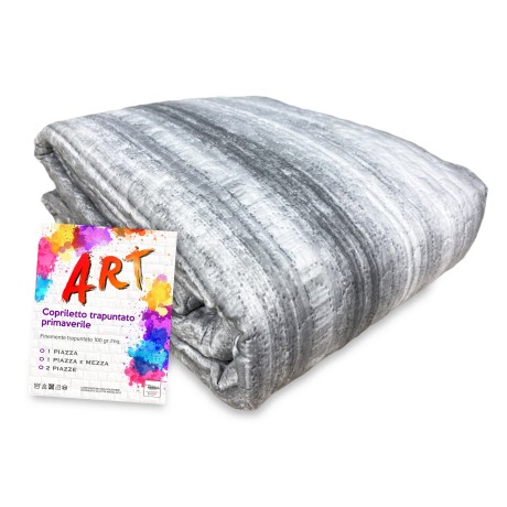 ART gesteppte Tagesdecke grau schattiert