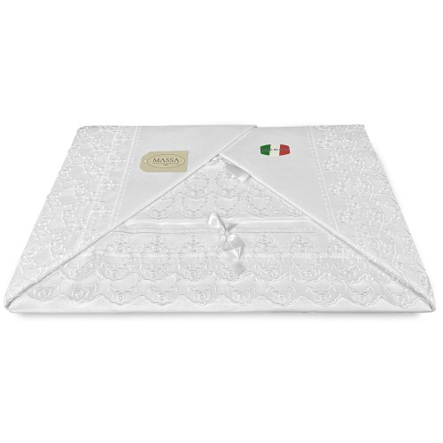 SHEET WITH WHITE ORGANZA LACE DOUBLE WEDDING IDEA
