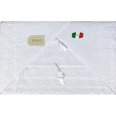 Lot de draps avec dentelle ORGANZA idée mariage DOUBLE blanc 2