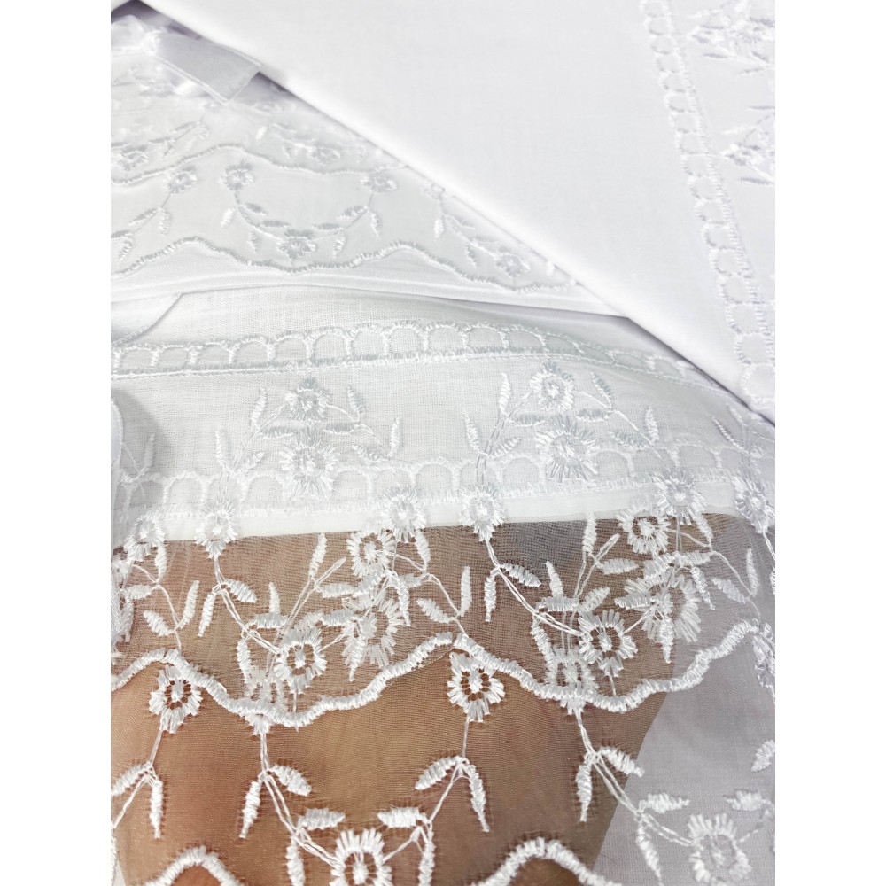 SHEET WITH WHITE ORGANZA LACE DOUBLE WEDDING IDEA