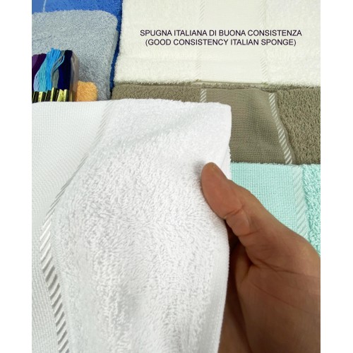 Towel + guest set in cotton terry and aida canvas to be embroidered