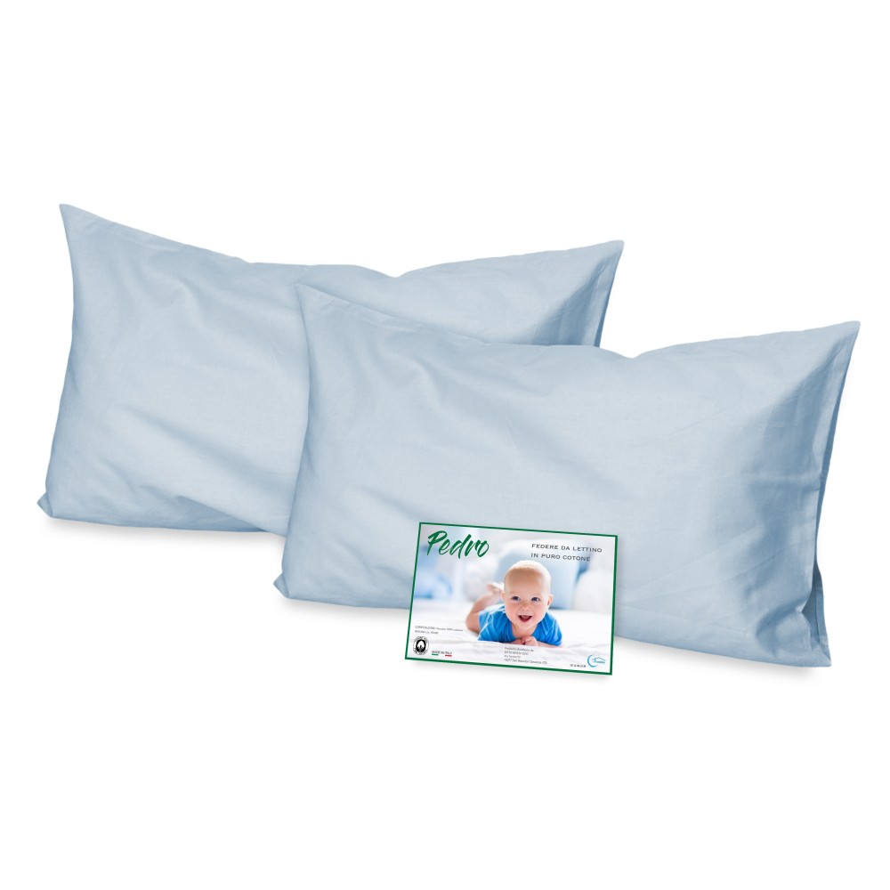 COPPIA federa PEDRO per LETTINO bambino CM. 40X60 TUTTI I COLORI