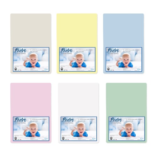 LENZUOLO angoli PEDRO per lettino BAMBINO TUTTI I COLORI
