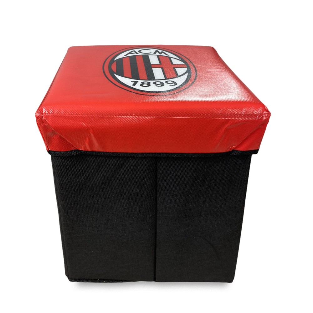 A.C Milan Official Footrest Pouf Red Black with Rubby© Sponge