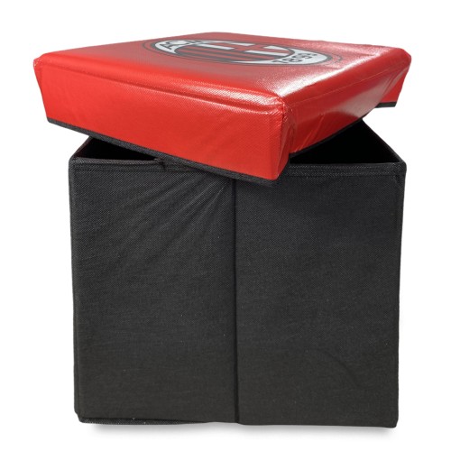 A.C Milan Official Fußstütze Pouf Rot Schwarz mit Rubby© Schwamm
