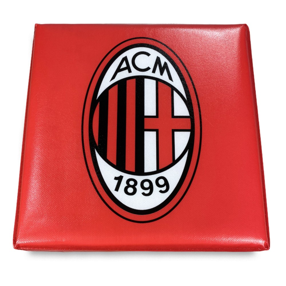 Pouf Contenitore poggiapiedi A.C Milan Ufficiale Rosso Nero con Spugna Rubby©