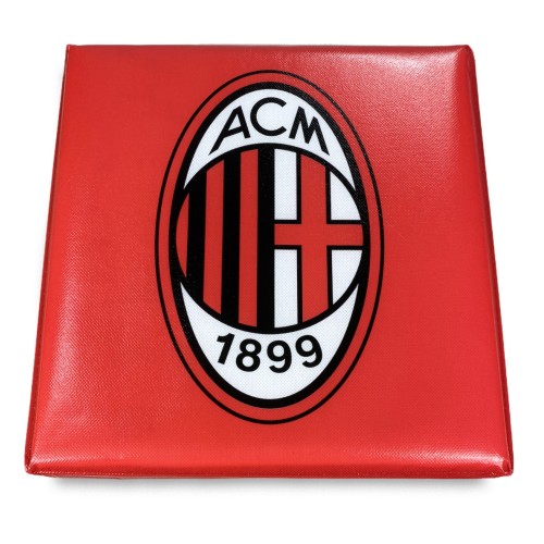 Pouf Contenitore poggiapiedi A.C Milan Ufficiale Rosso Nero con Spugna Rubby©