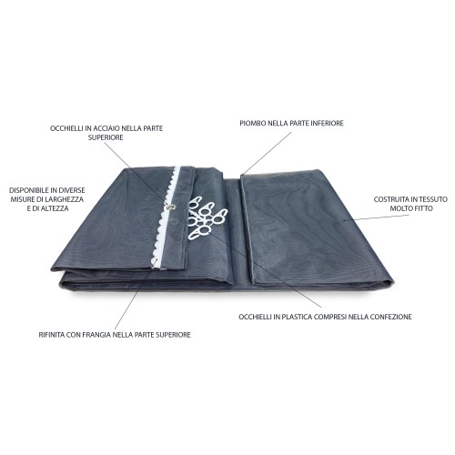 MARQUISETTE outdoor mosquito net curtain leaded in 8 different sizes plain GREY