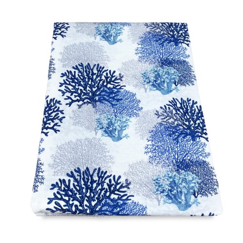 TENDINA vetro MODERNA larga 45 o 60 o 80 CORALLI BLU misto lino Made in Italy