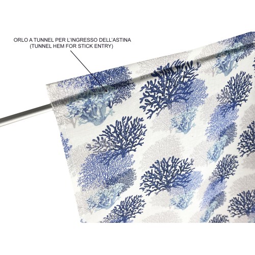 RIDEAU VERRE MODERNE 45 ou 60 ou 80 CORALS Linge BLEU MIXTE Made in Italy